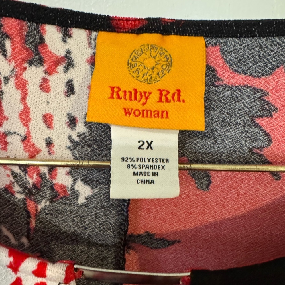 Ruby Rd. Red and Black Patterned Blouse - Picture 3 of 6